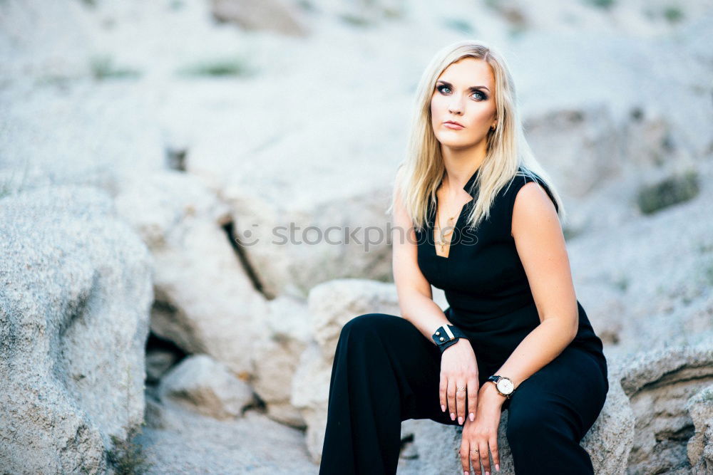 Similar – Image, Stock Photo Woman standing at lake