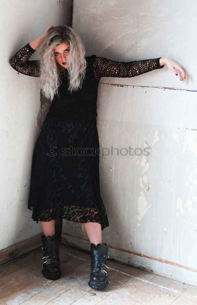 Similar – Image, Stock Photo young woman stands on an old industrial site with graffiti