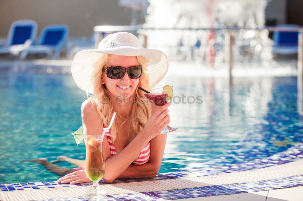 Similar – Senior old woman grey hair sitting by the swimming pool