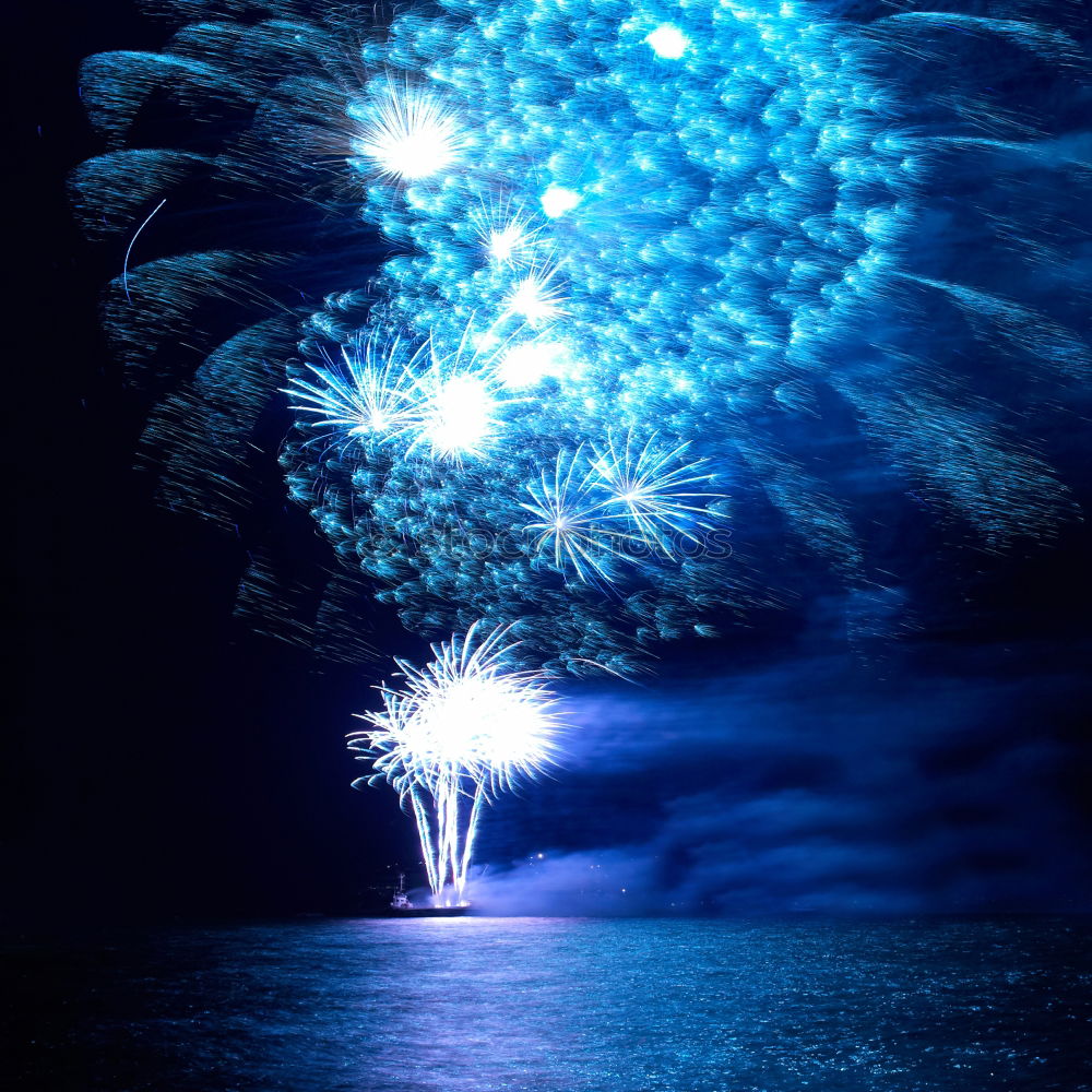 Image, Stock Photo Blue fireworks on the black sky