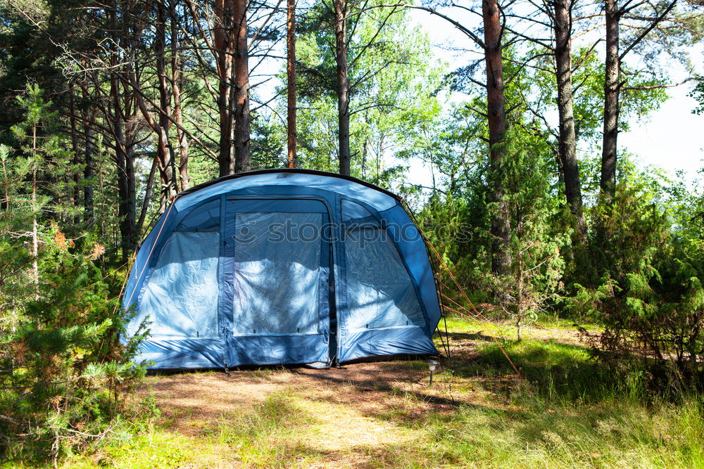 Similar – Orange tent in a pine forest