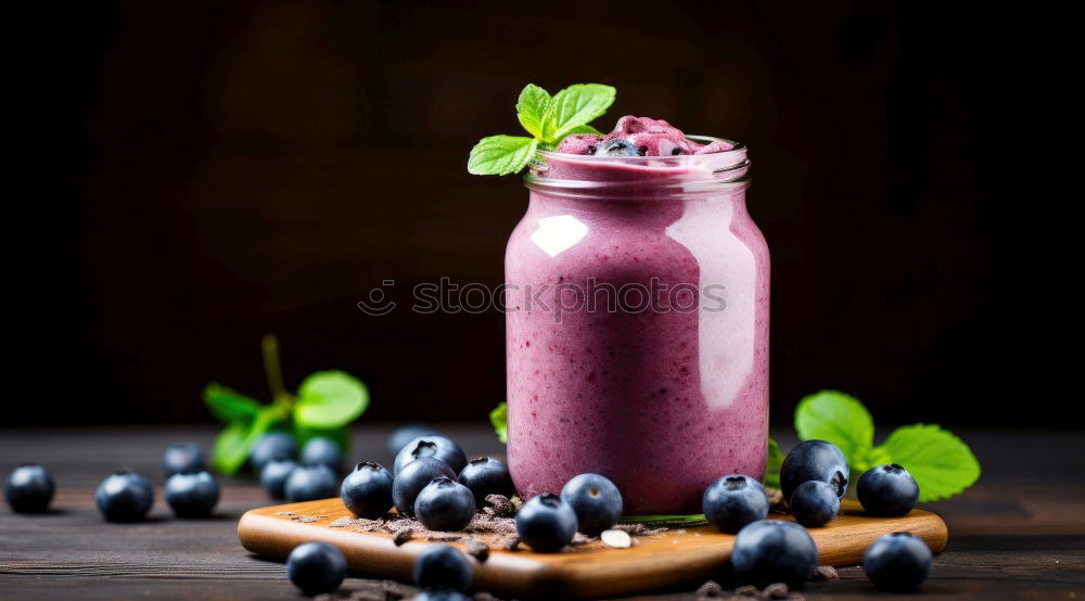 Similar – Image, Stock Photo Blueberry smoothie or milkshake in a jar