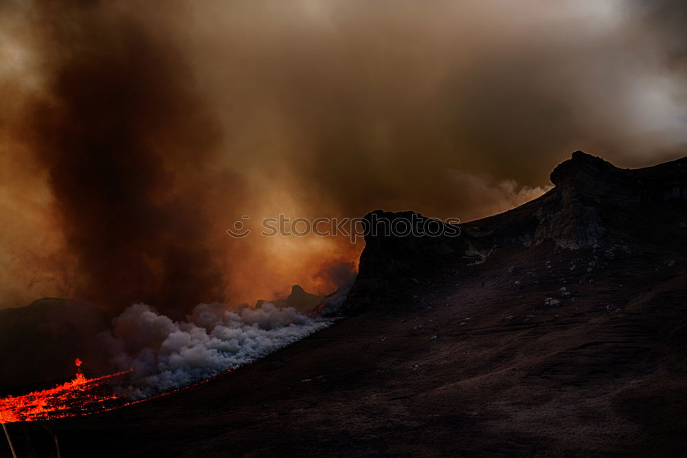 Similar – Image, Stock Photo Wildfire Burns Hill with Flames and Dramatic Smoke