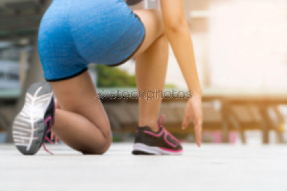 Similar – Image, Stock Photo Woman warming up before outdoor workout