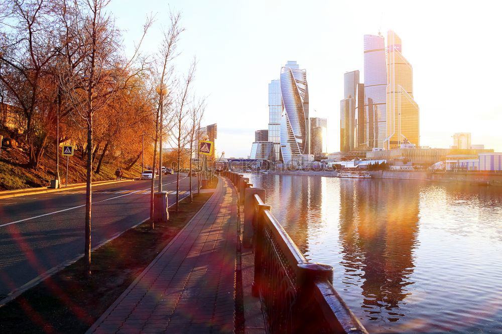 Similar – Image, Stock Photo Sunrise FFM River Town