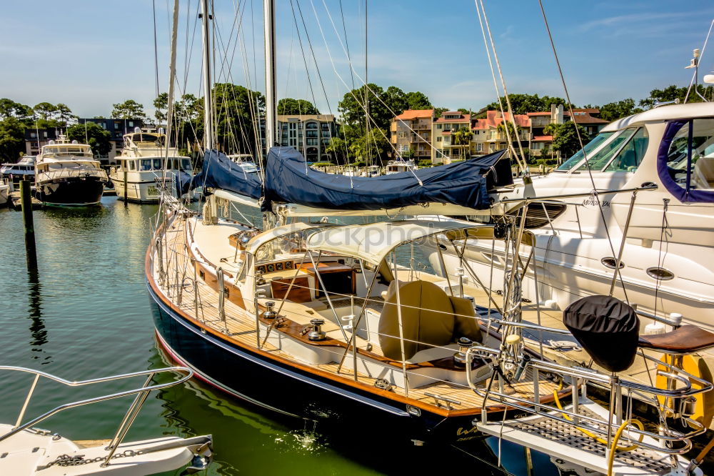 Similar – Baltic cutter in the marina, boat harbour Karlshagen Usedom_001