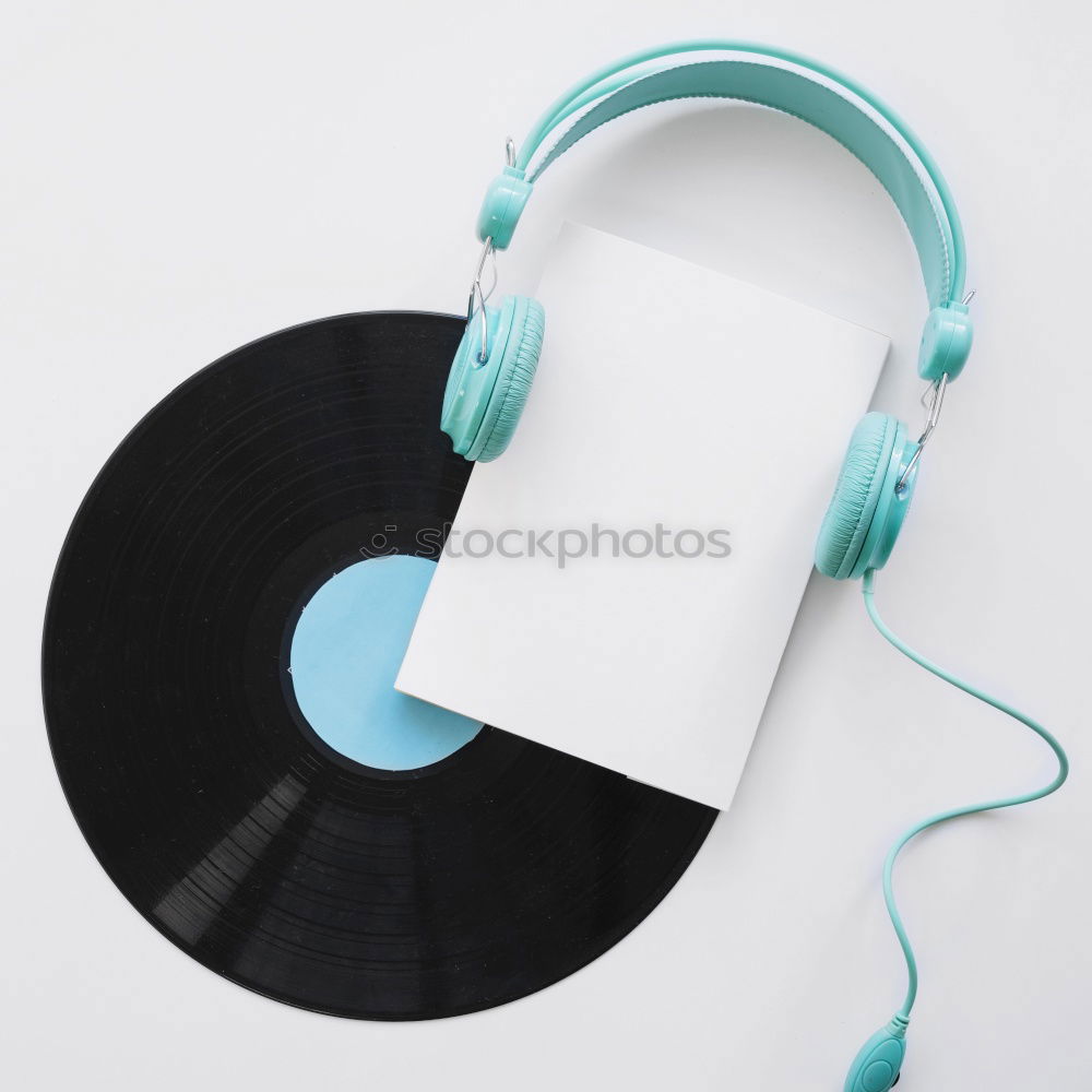 Image, Stock Photo Audio book concept with black book and headphones