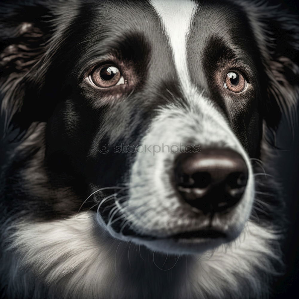 Similar – A tricolour (black, white and brown) border collie puppy playing in the backyard.