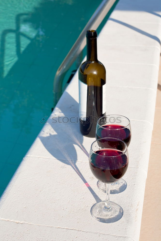 Similar – Image, Stock Photo Two wine glasses, wicker basket on beach