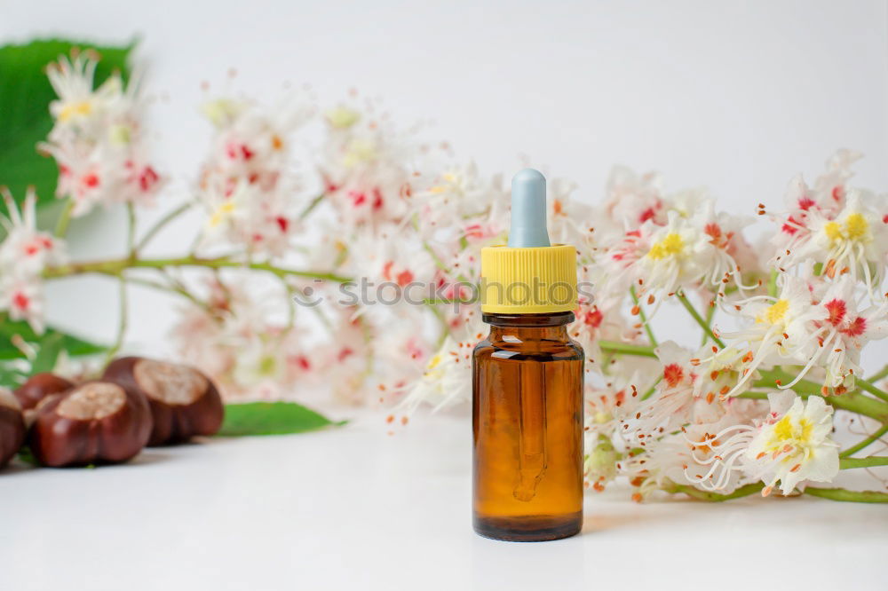 Image, Stock Photo Essential oil, with natural cherry flowers