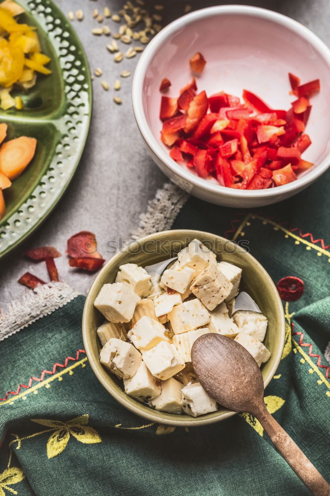 Similar – Green salad with pomegranate, manna croup, onion.