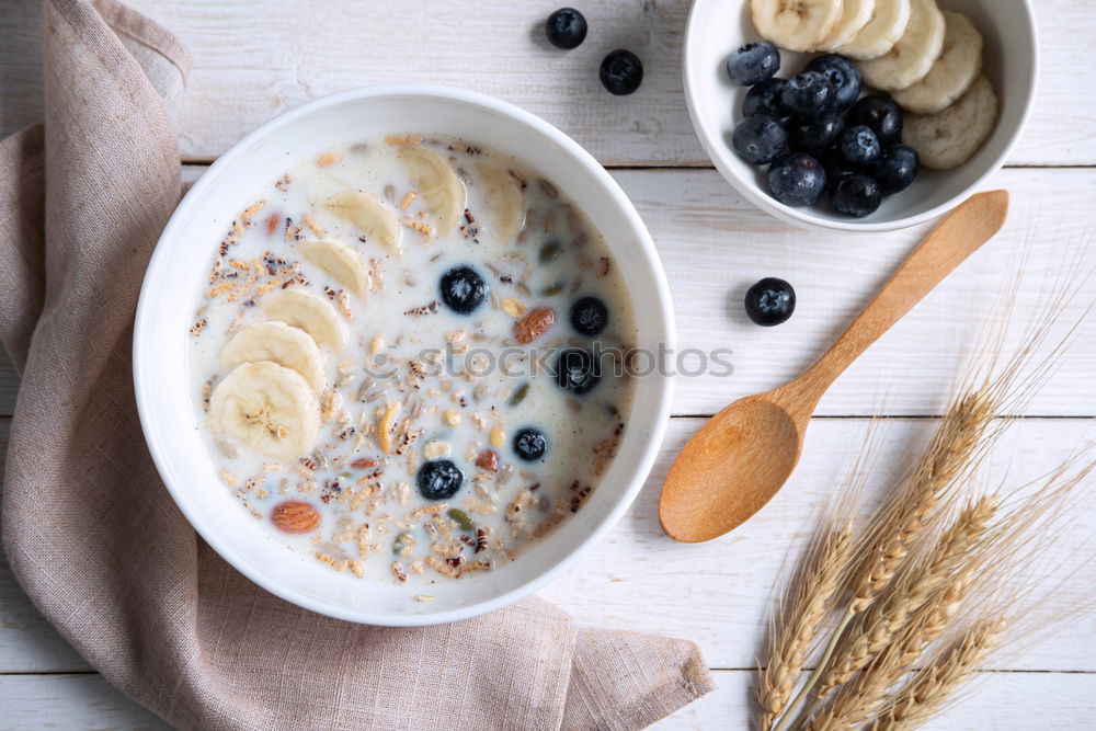 Similar – organic fresh blueberry and cereal with milk