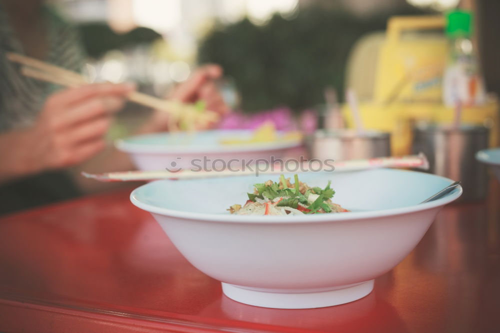 Lamb’s lettuce in a bowl on the table at grace