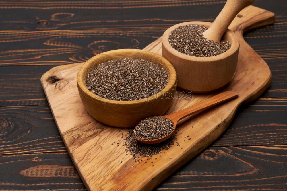 Image, Stock Photo Seeds of poppy in a wooden bowl