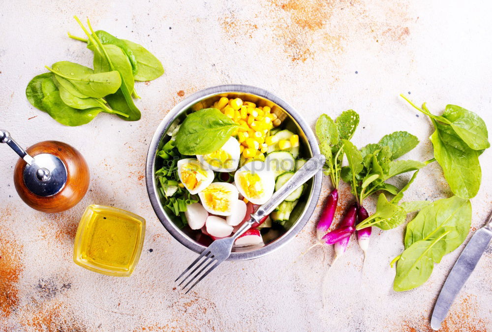 Similar – Image, Stock Photo Spring flowers salad