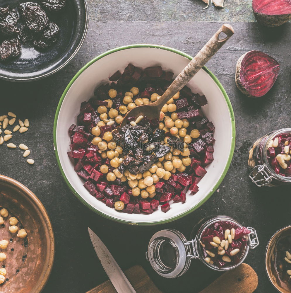 Similar – Image, Stock Photo Lunch in glass with beetroot chickpeas salad