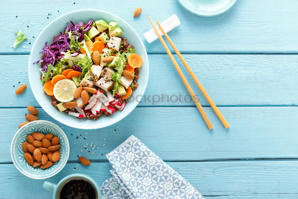 Similar – Image, Stock Photo Woman eating quinoa and vegetables in bowl