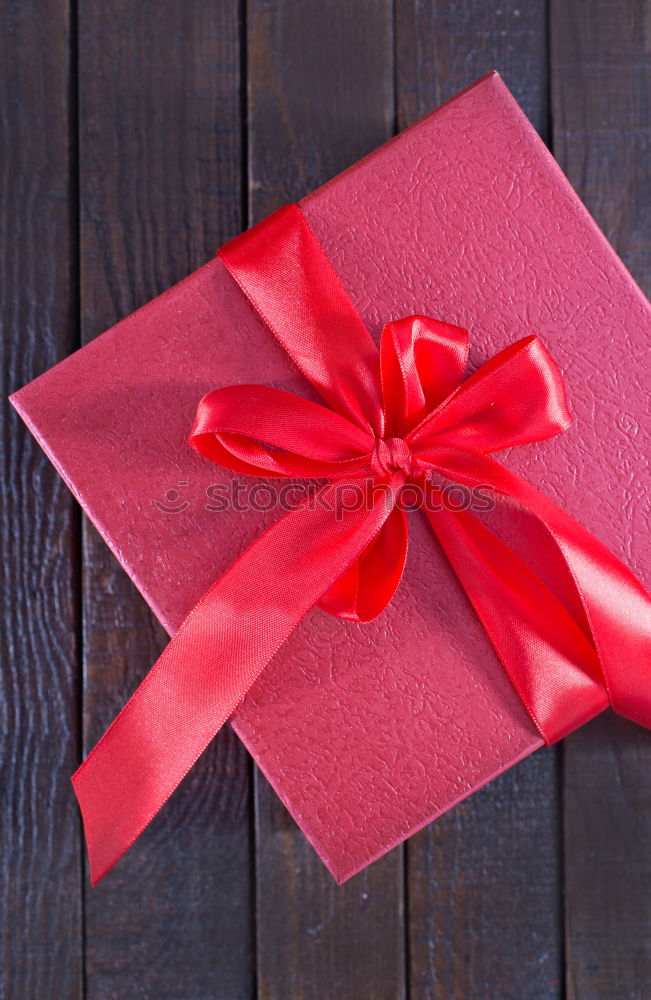 Similar – Image, Stock Photo White gift box on red background. Top view
