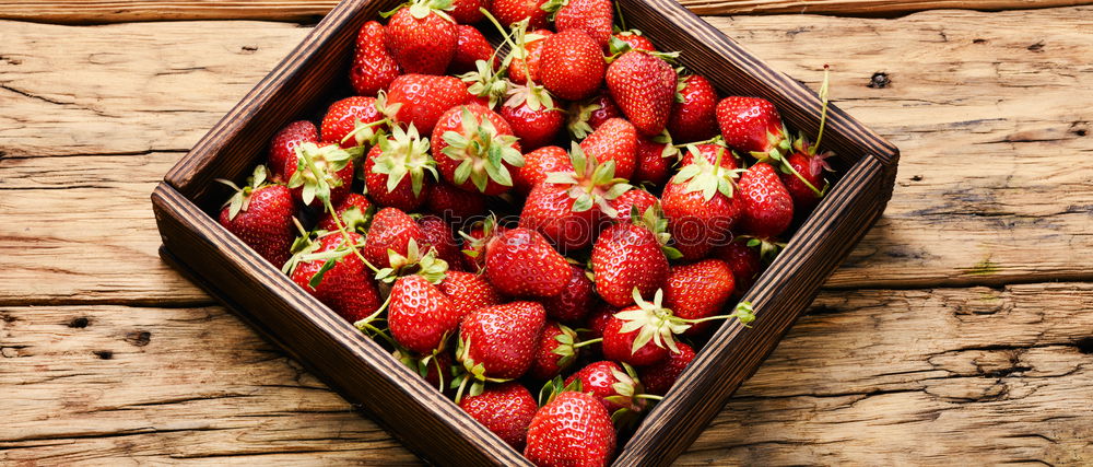 Image, Stock Photo box of strawberries ripe