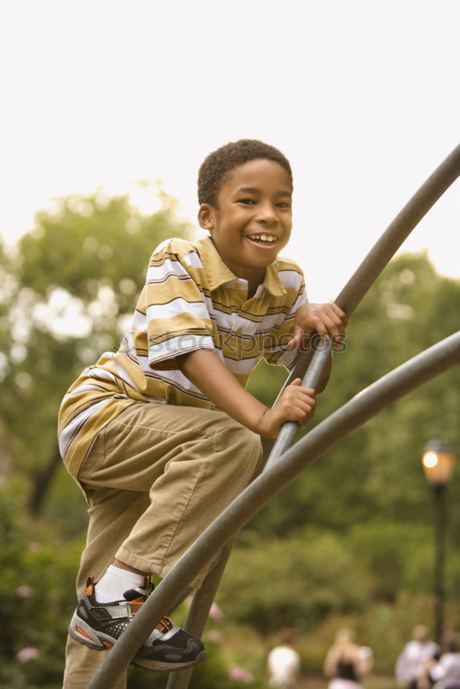 Image, Stock Photo Funny little boy resting after playing basketball