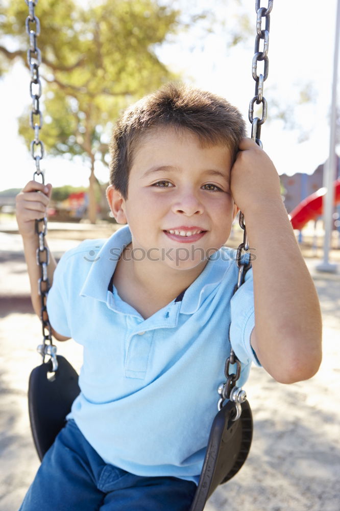 Image, Stock Photo happy brother and sister playing on the playground