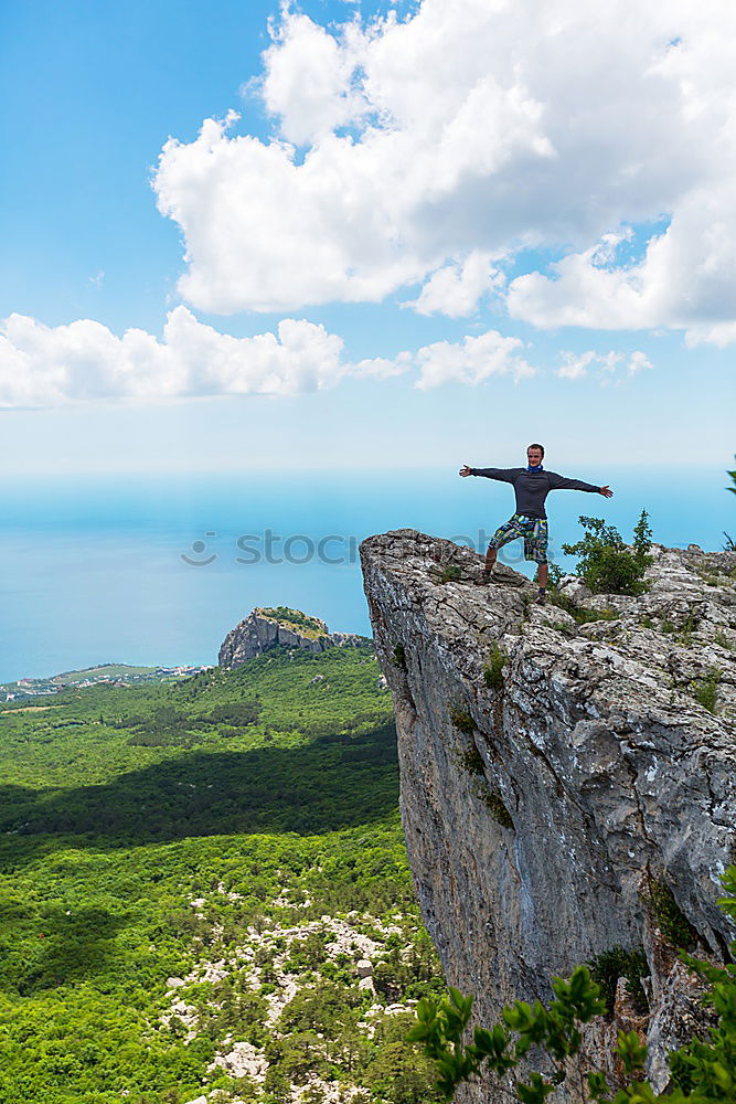 Similar – Image, Stock Photo Hiking Lifestyle Joy Happy