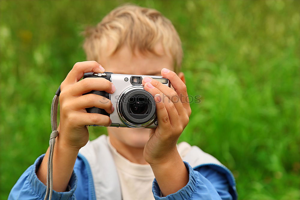 Similar – Image, Stock Photo Happy boy with camera