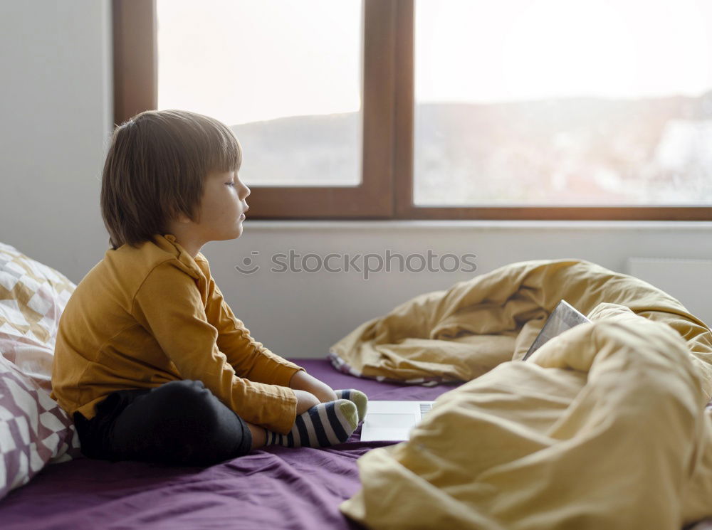 Similar – Image, Stock Photo Boy and girl reading a book