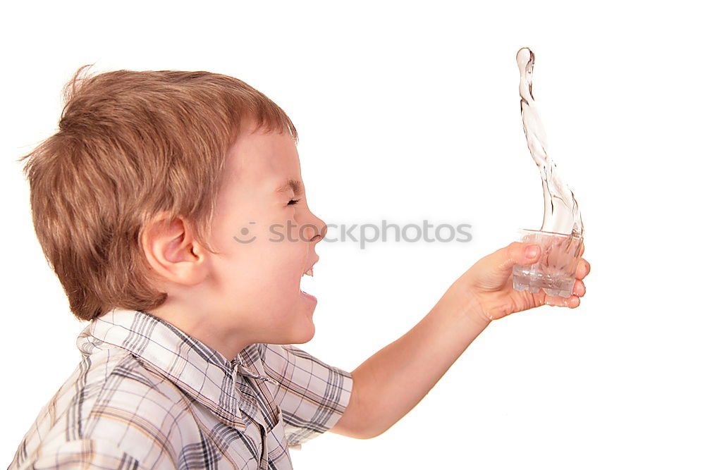 Similar – Image, Stock Photo Boy singing to microphone