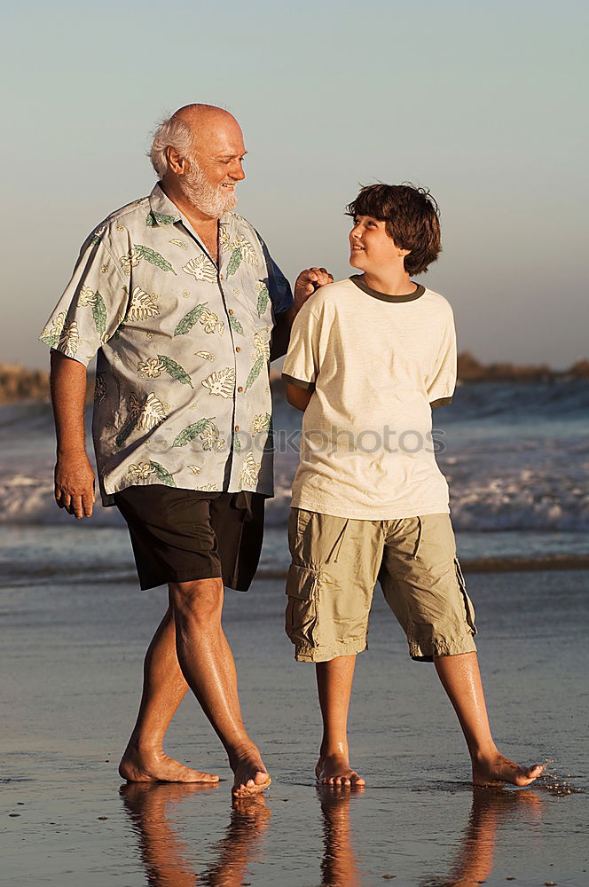 Similar – Image, Stock Photo Grandfather and grandson with a electric wheelchair