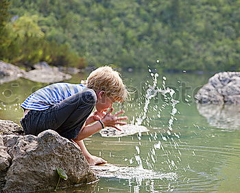 Similar – Image, Stock Photo pond time Joy Trip Child