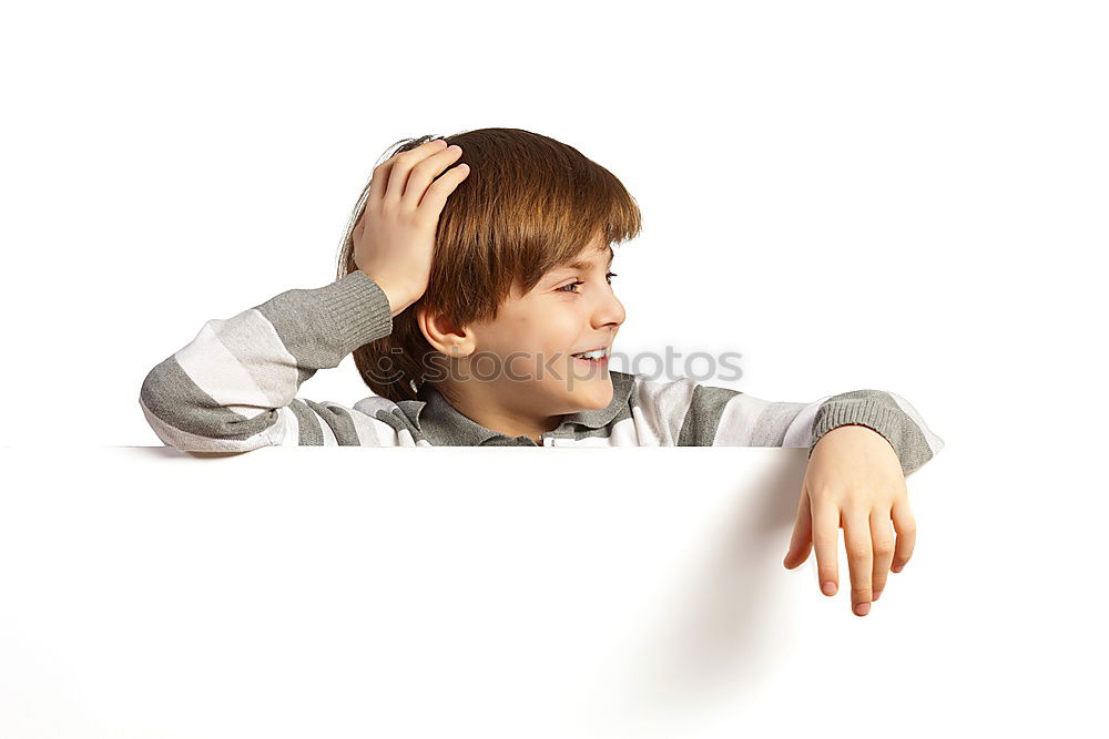 Similar – Image, Stock Photo Portrait of a young sad boy. Concept of loneliness.