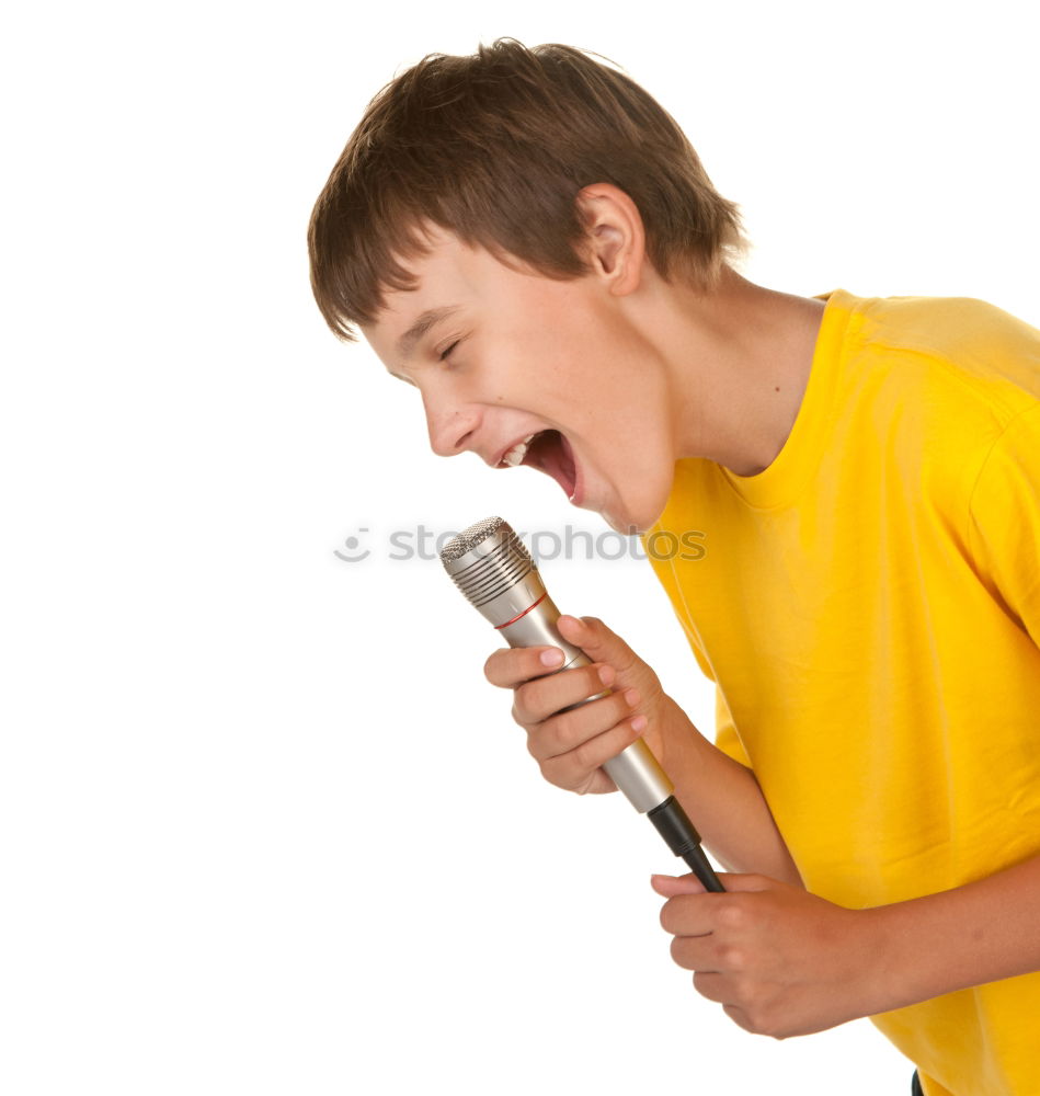 Similar – Boy singing to microphone