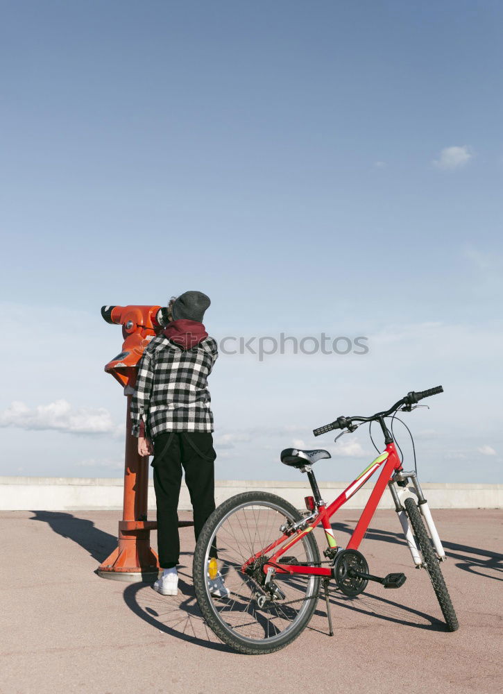 Similar – Image, Stock Photo Father and son standing on the road at the day time.