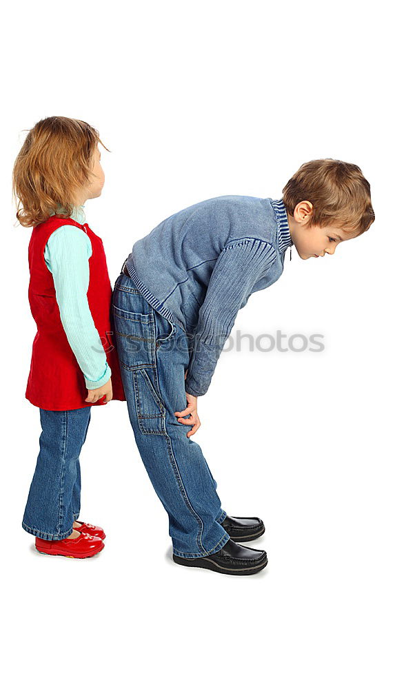 Similar – Image, Stock Photo little boy squats on a rain-soaked path and points to a worm