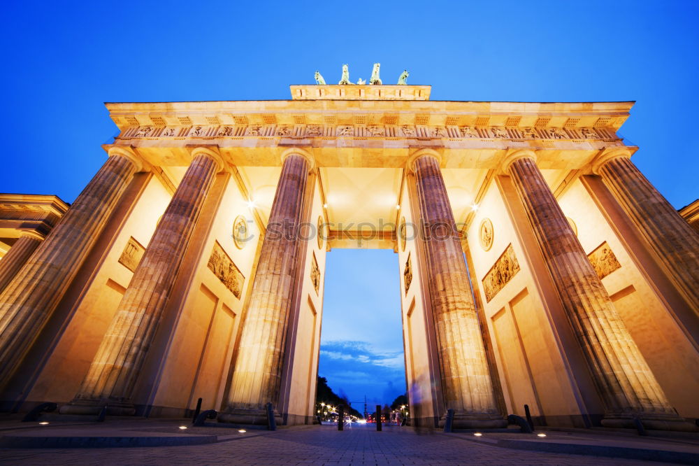 Similar – Brandenburg Gate against the light with blue sky