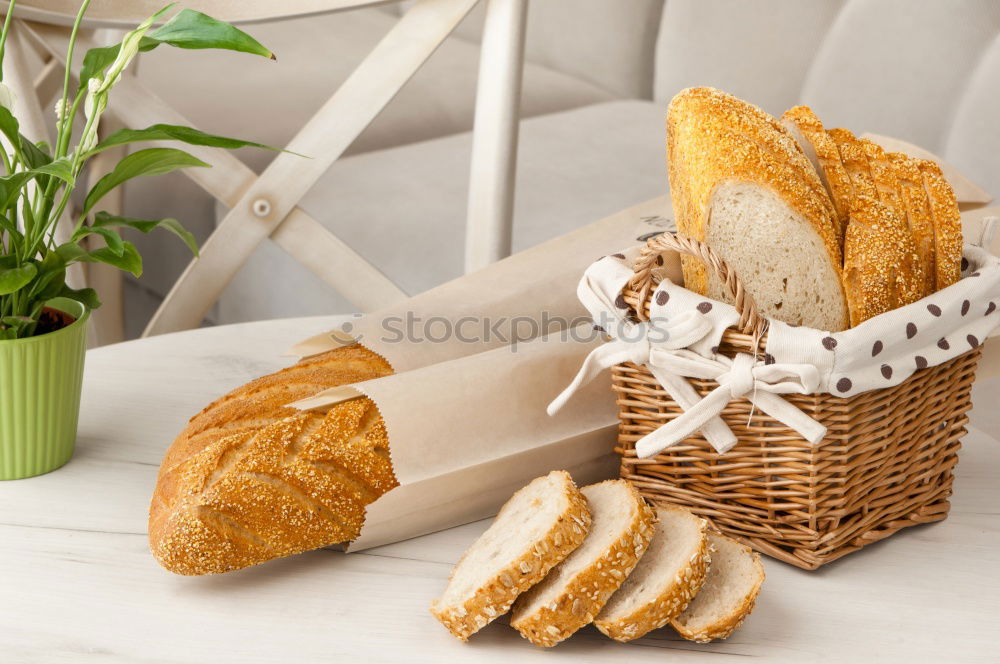 Image, Stock Photo country breakfast on rustic home kitchen with farm eggs