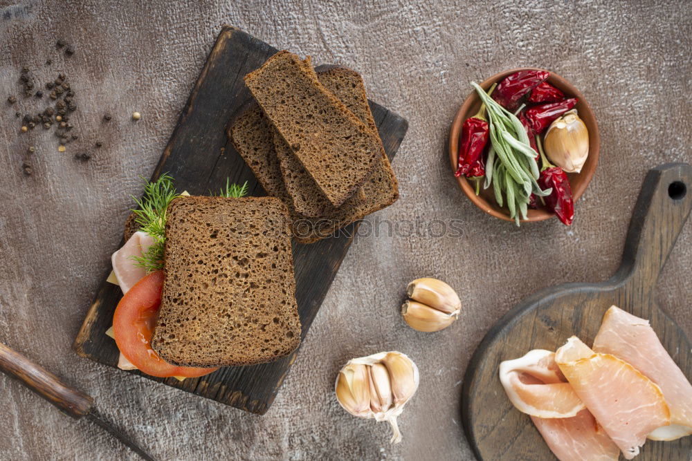 Similar – Image, Stock Photo Healthy fish sandwich with cornbread and matjes