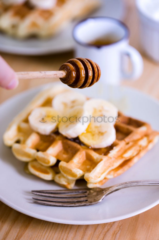 Similar – Image, Stock Photo Breakfast belgian with waffles with ice cream