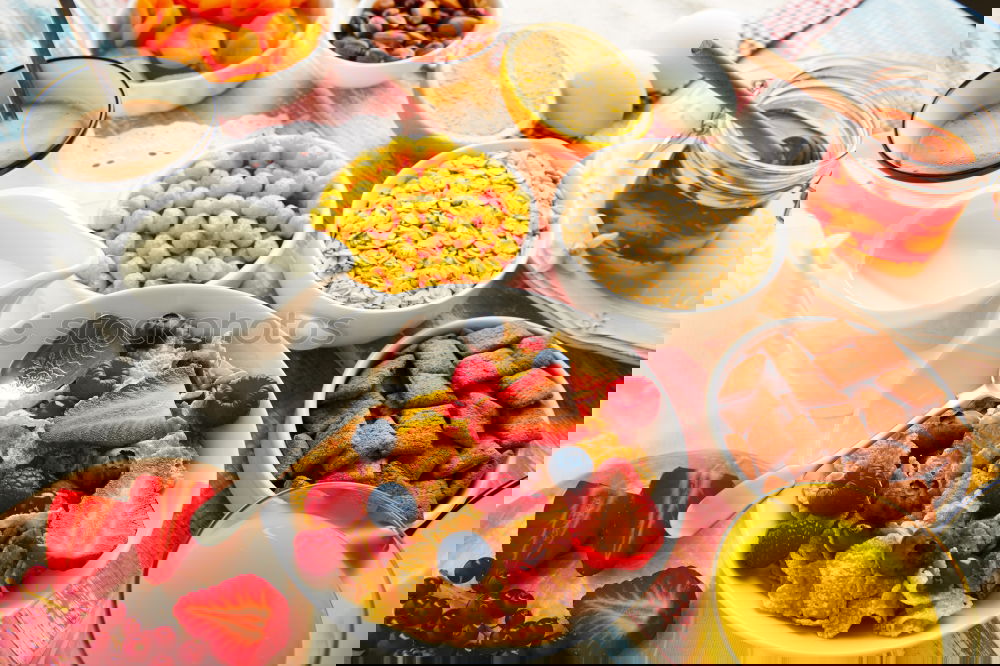 Similar – Image, Stock Photo Breakfast belgian with waffles with ice pattern