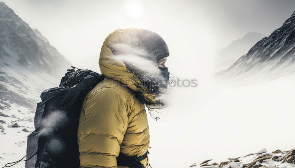 Similar – Four people with hiking backpacks, mountain landscape, Scandinavia