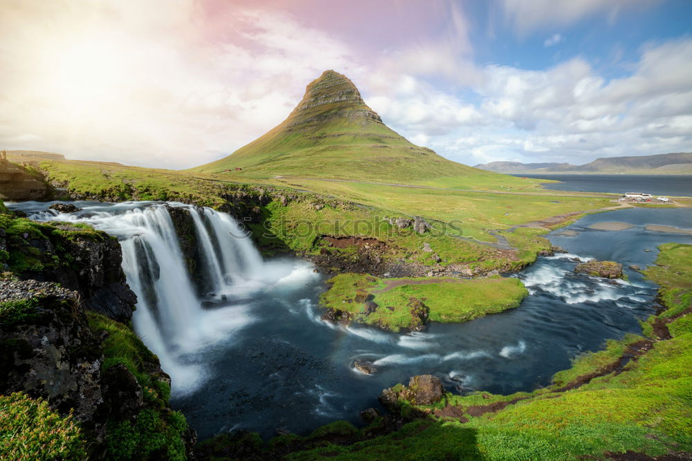 Similar – Image, Stock Photo Majestic waterfalls on cliff in mountains