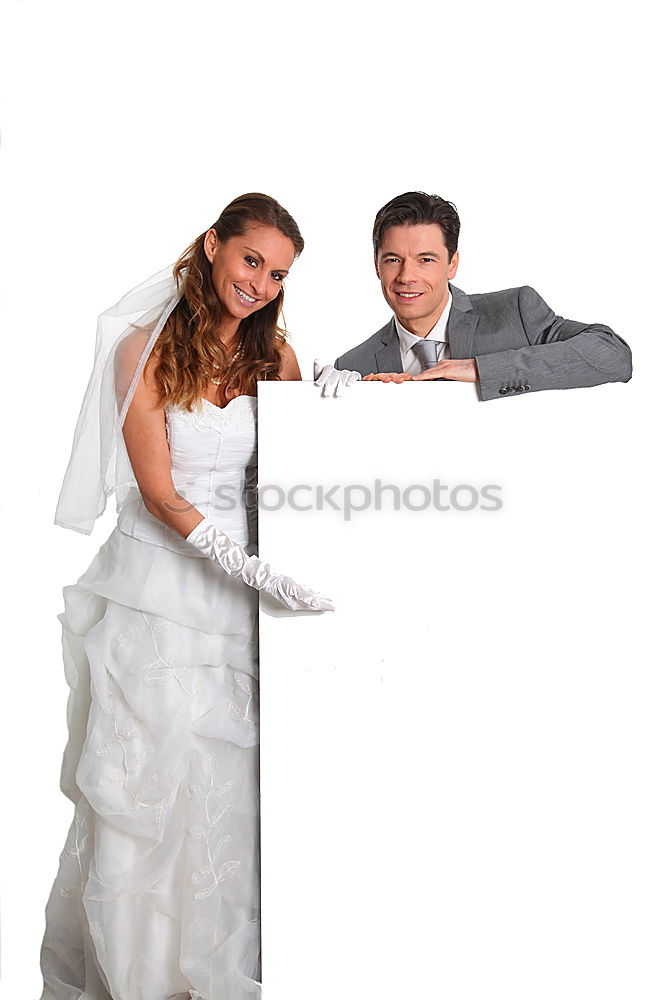 Similar – Image, Stock Photo Bride throws bouquet to husband I