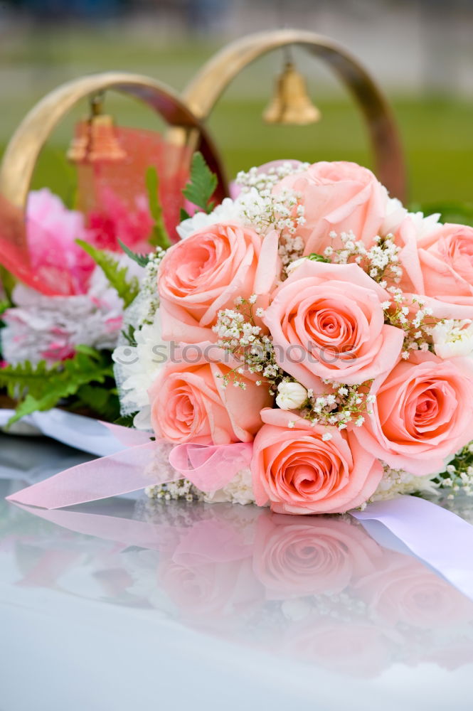 Similar – Image, Stock Photo Bridal bouquet with silver decoration and white bag