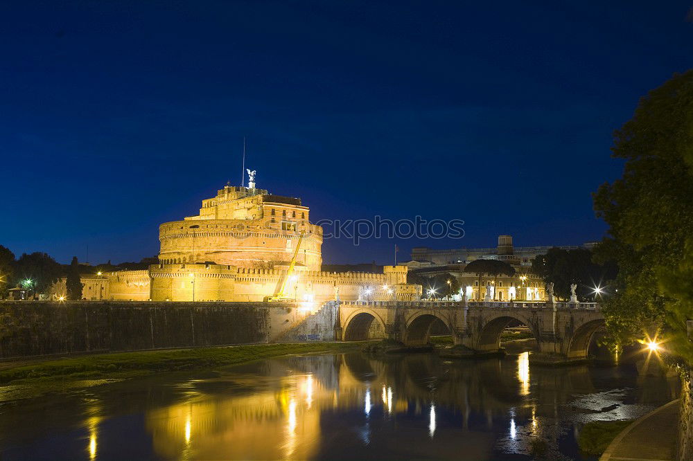 Similar – Image, Stock Photo Angel castle with bridge at night