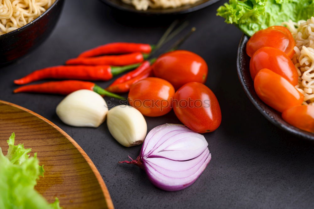 Similar – Image, Stock Photo Soy sauce with chopsticks, rice noodles and vegetables