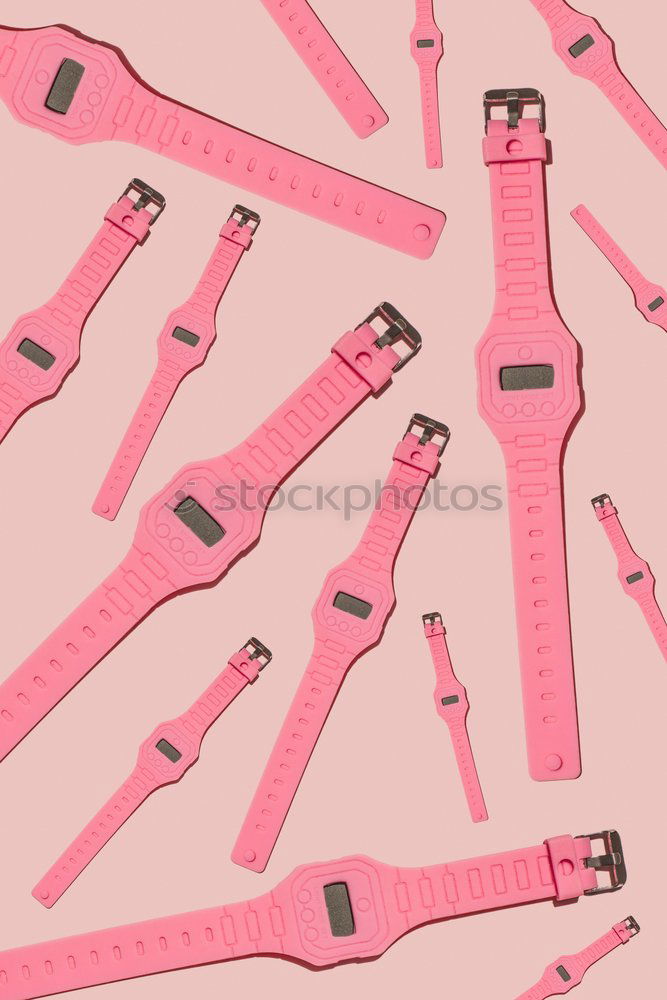 Bright colour hand pink clock pattern