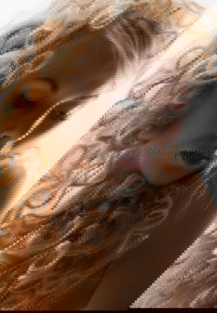 Similar – Image, Stock Photo female face with blond hair, headdress and light eyes