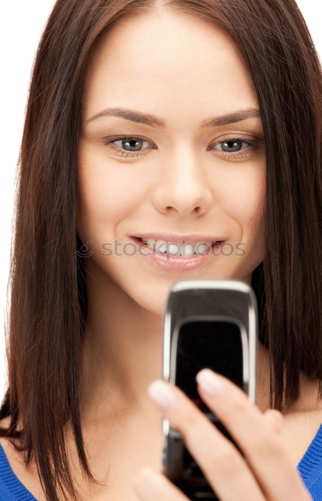 Image, Stock Photo Young woman looking at her smartphone