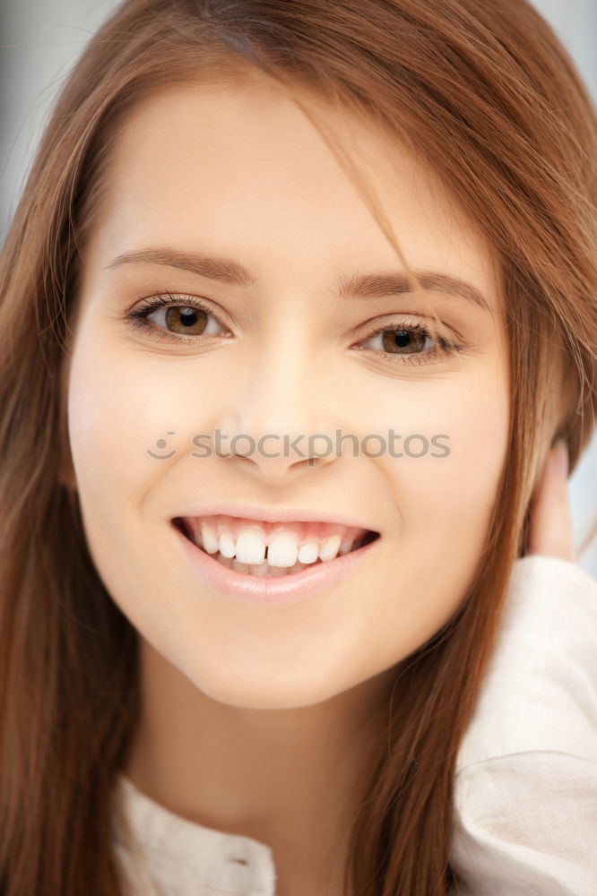 Similar – Image, Stock Photo Beautiful young woman with blue eyes smiling outdoors